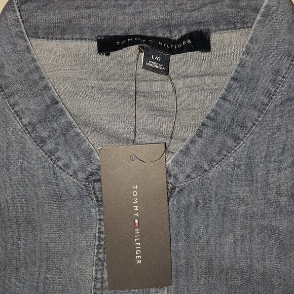 Tommy Hilfiger Women's Chambray Utility Bomber Jacket Size L New with Tags - Picture 4 of 5